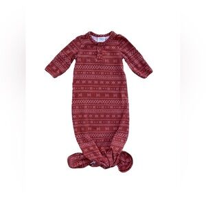Mebie Baby Size 0-3 Months Rust Aztec Print Sleeper Knot Gown